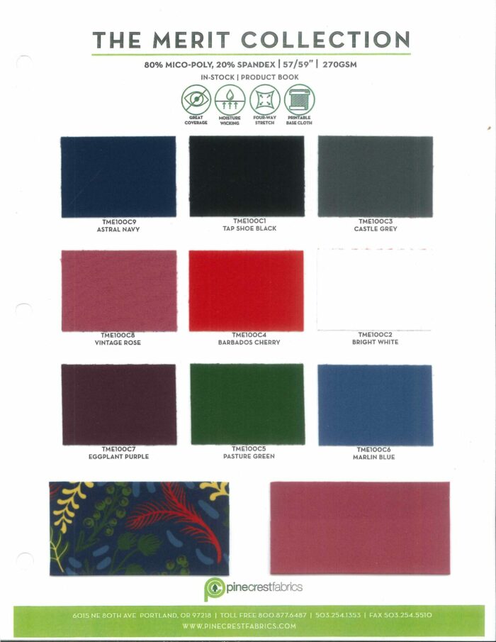 Swatch Card Showing The Merit Collection