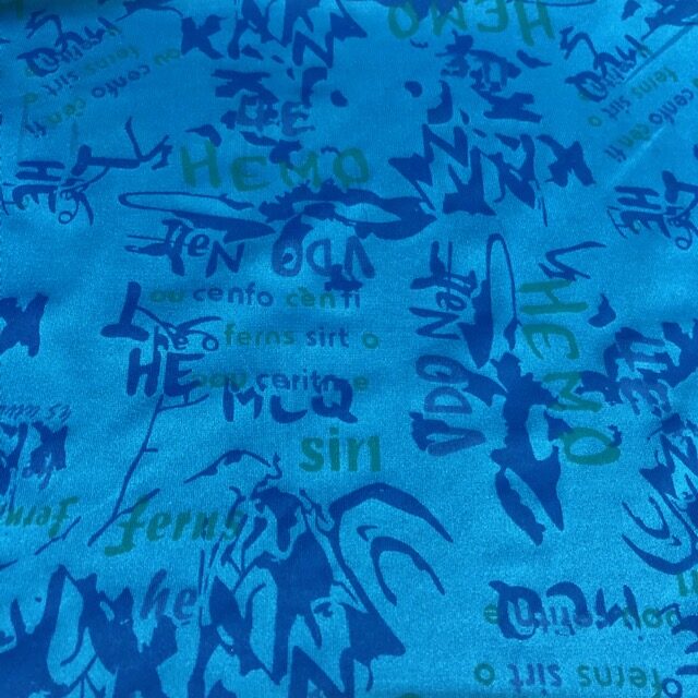 Blue Green Words Print On Jersey