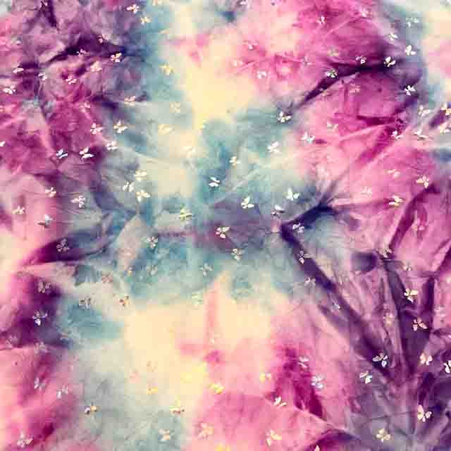 Crinkle Tie Dye Butterflies Foil Tricot