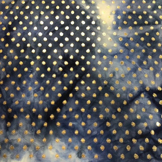 Crinkle Tie Dye Dots Gold Foil Tricot