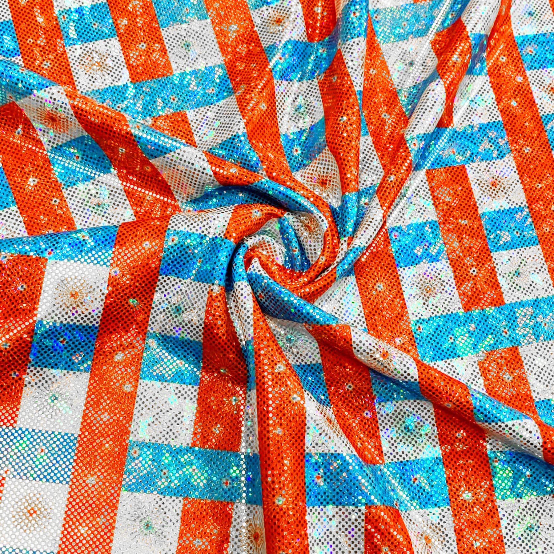 Patriotic Grid Kaleidoscope Foil Tricot