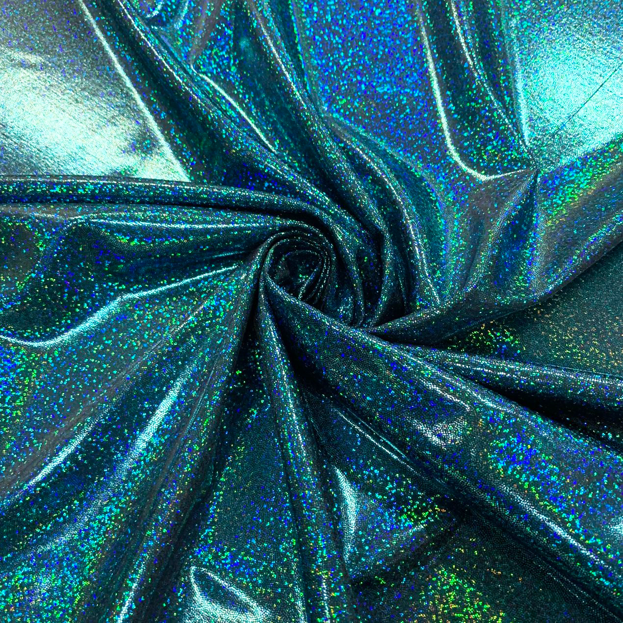 Turquoise/Black Sparkly Jewels Foil Tricot