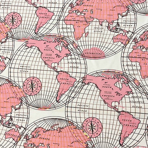 Vintage Map Print On Flux Tricot